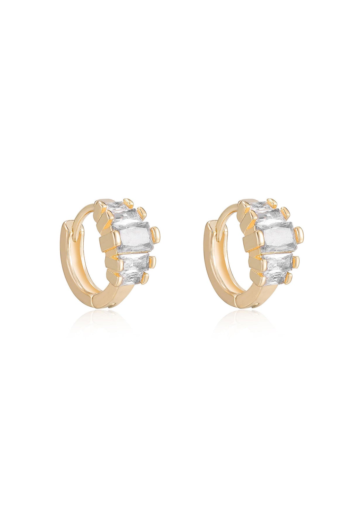 Diamond Shine Mini Hoop Earrings - Clear Crystals | Ettika