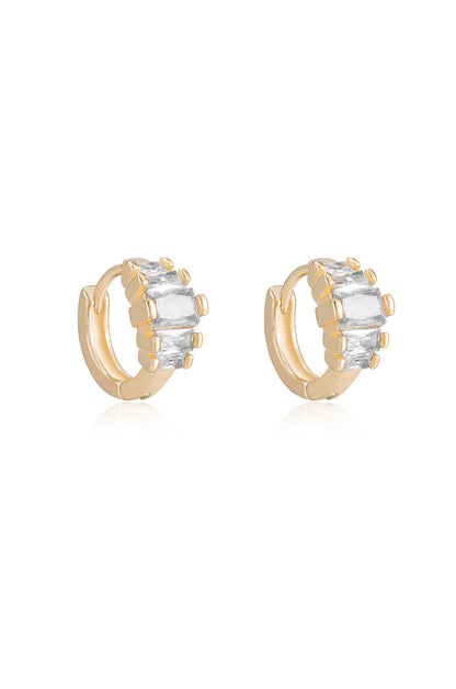 Diamond Shine Mini Hoop Earrings - Clear Crystals | Ettika