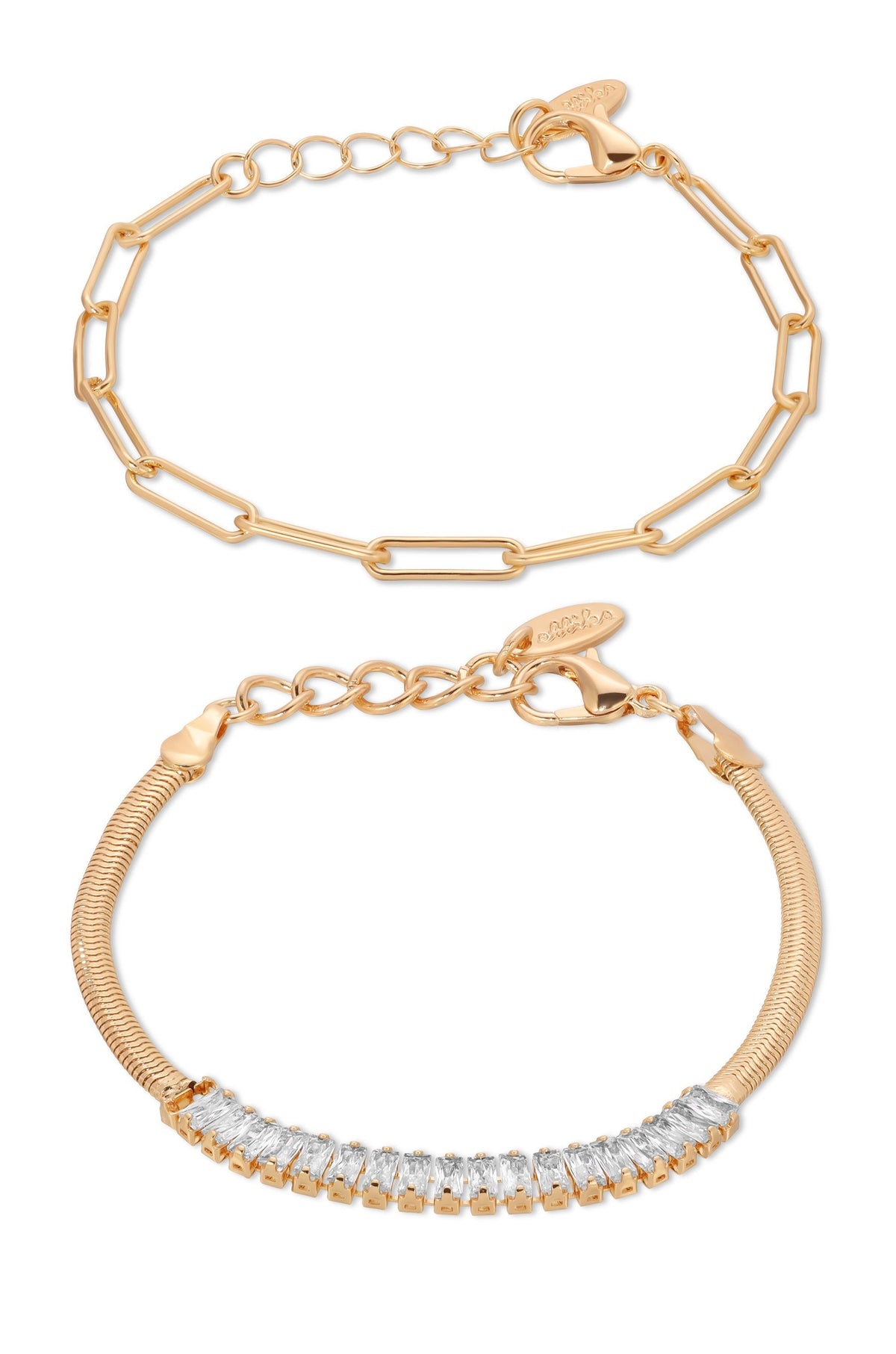 Links and Shine Bracelet Set of 2 - Clear Crystal with 18k Gold Plating | Ettika