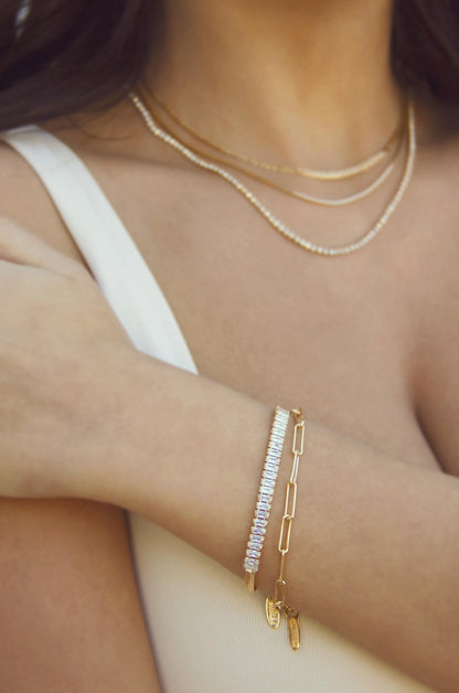 Links and Shine Bracelet Set of 2 - Clear Crystal with 18k Gold Plating | Ettika