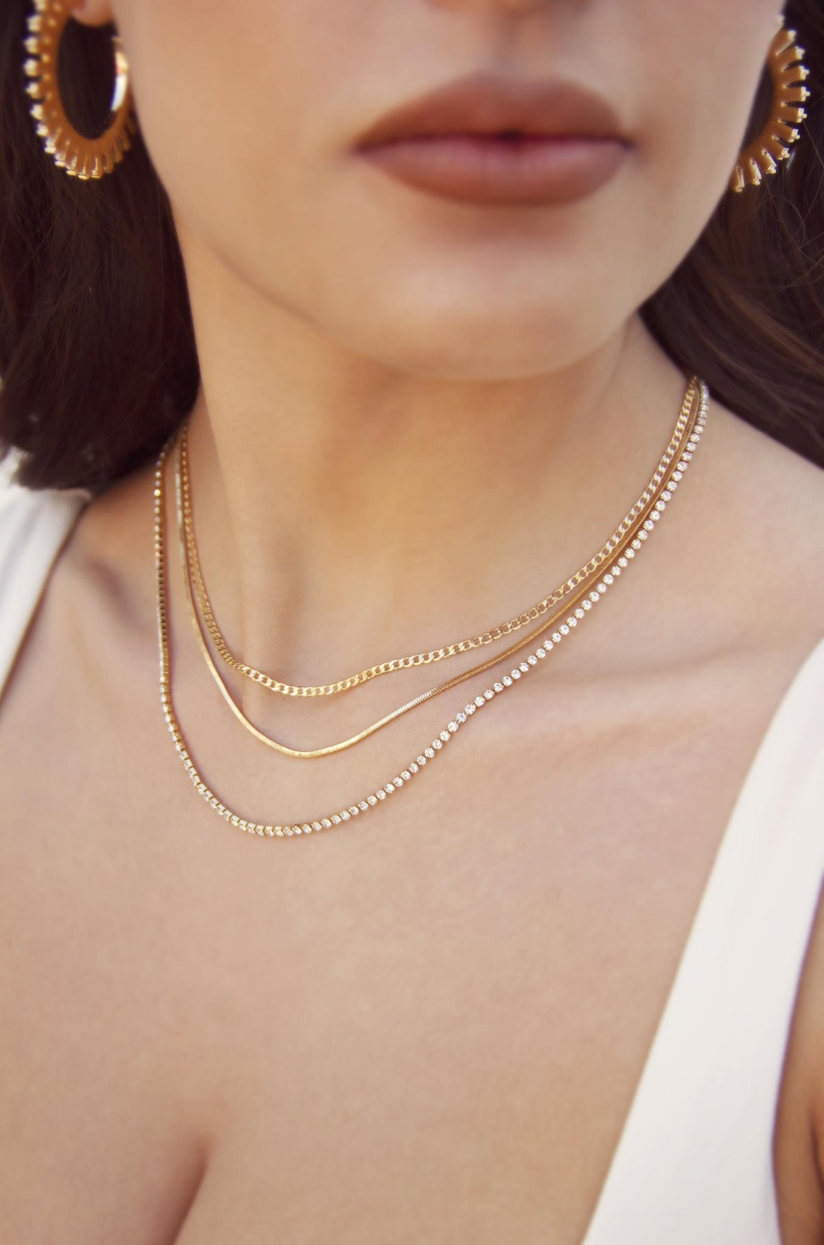 Minimal Layers Crystal Necklace - Clear Crystals | Ettika