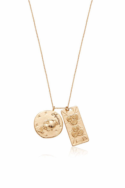 Zodiac Double Medallion Necklace - Aquarius | Ettika