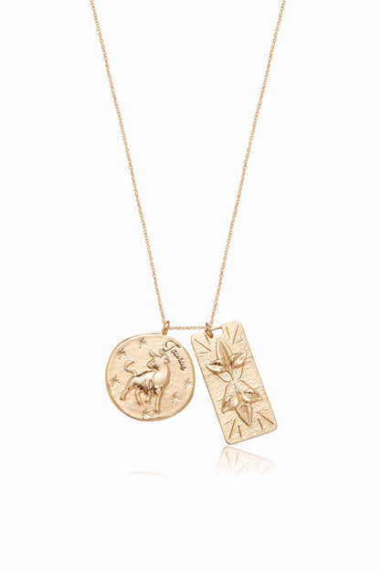 Zodiac Double Medallion Necklace - Aquarius | Ettika