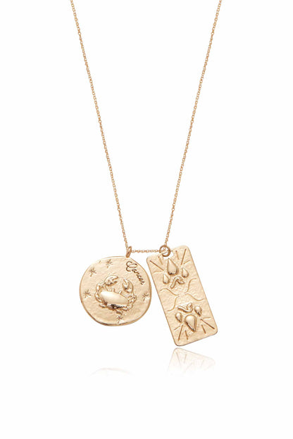 Zodiac Double Medallion Necklace - Aquarius | Ettika