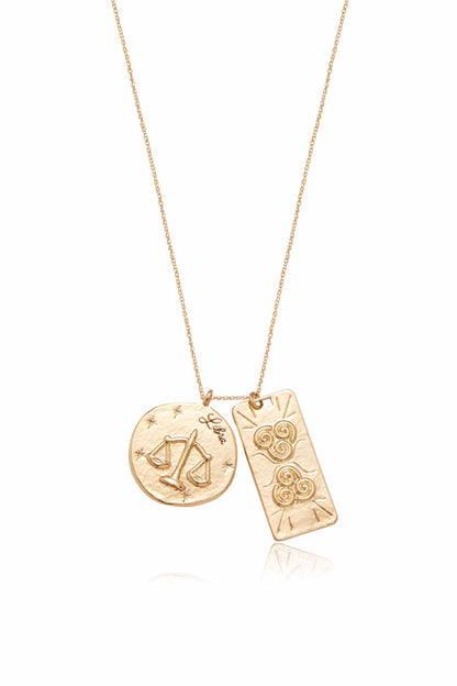 Zodiac Double Medallion Necklace - Aquarius | Ettika