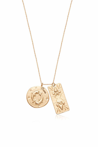 Zodiac Double Medallion Necklace - Aquarius | Ettika