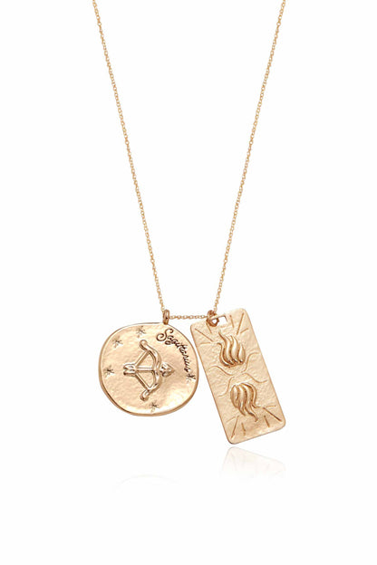 Zodiac Double Medallion Necklace - Aquarius | Ettika