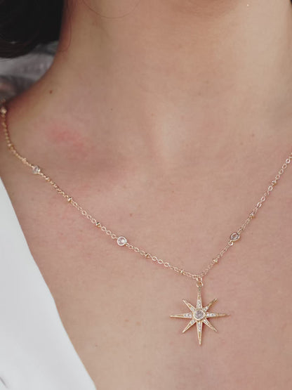 Starburst Pendant Necklace - Clear Crystals | Ettika