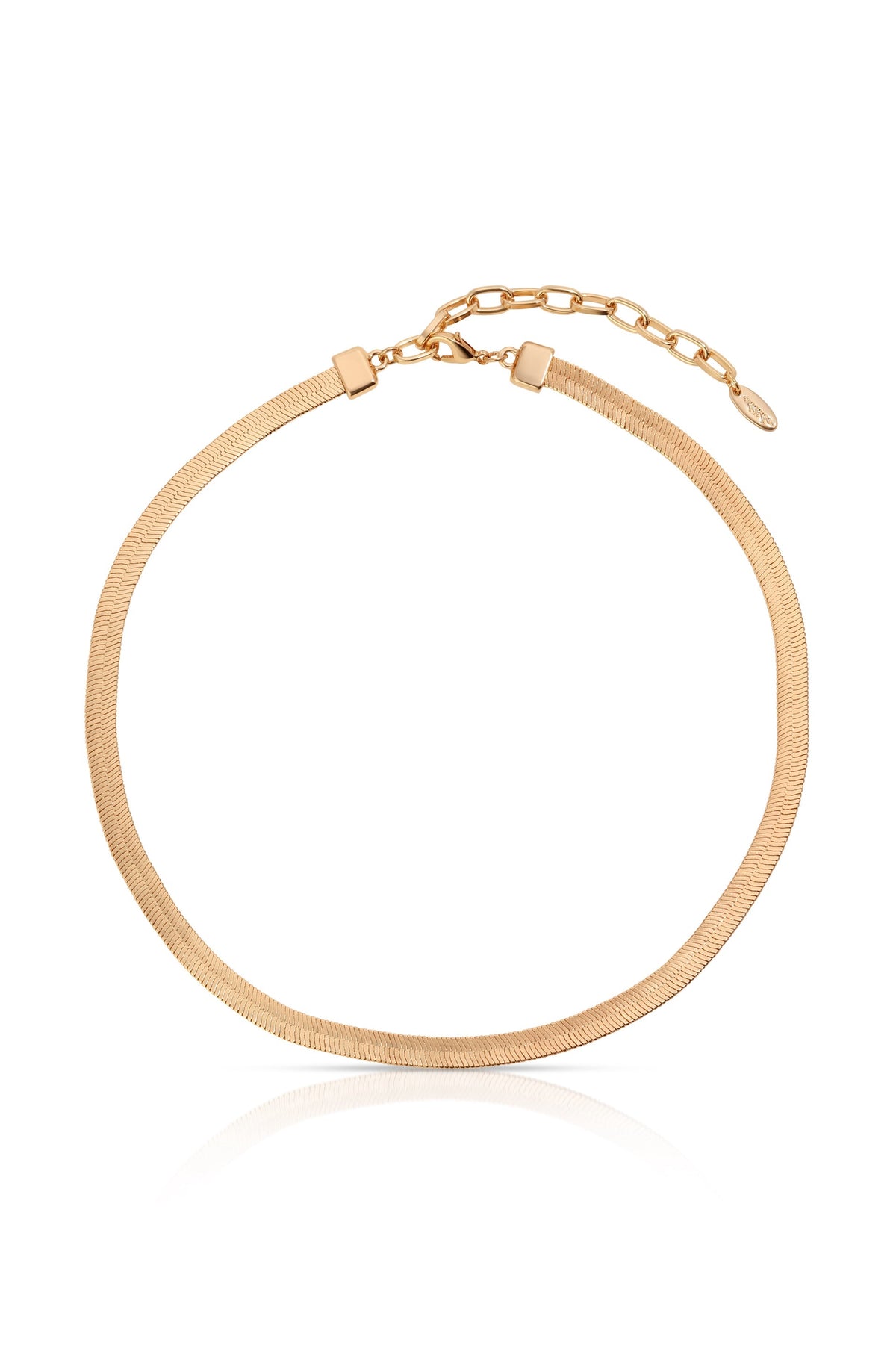 Brooklyn Flat Herringbone Chain Necklace - 18k Gold Plated | Ettika