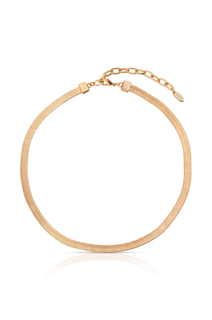Brooklyn Flat Herringbone Chain Necklace - 18k Gold Plated | Ettika