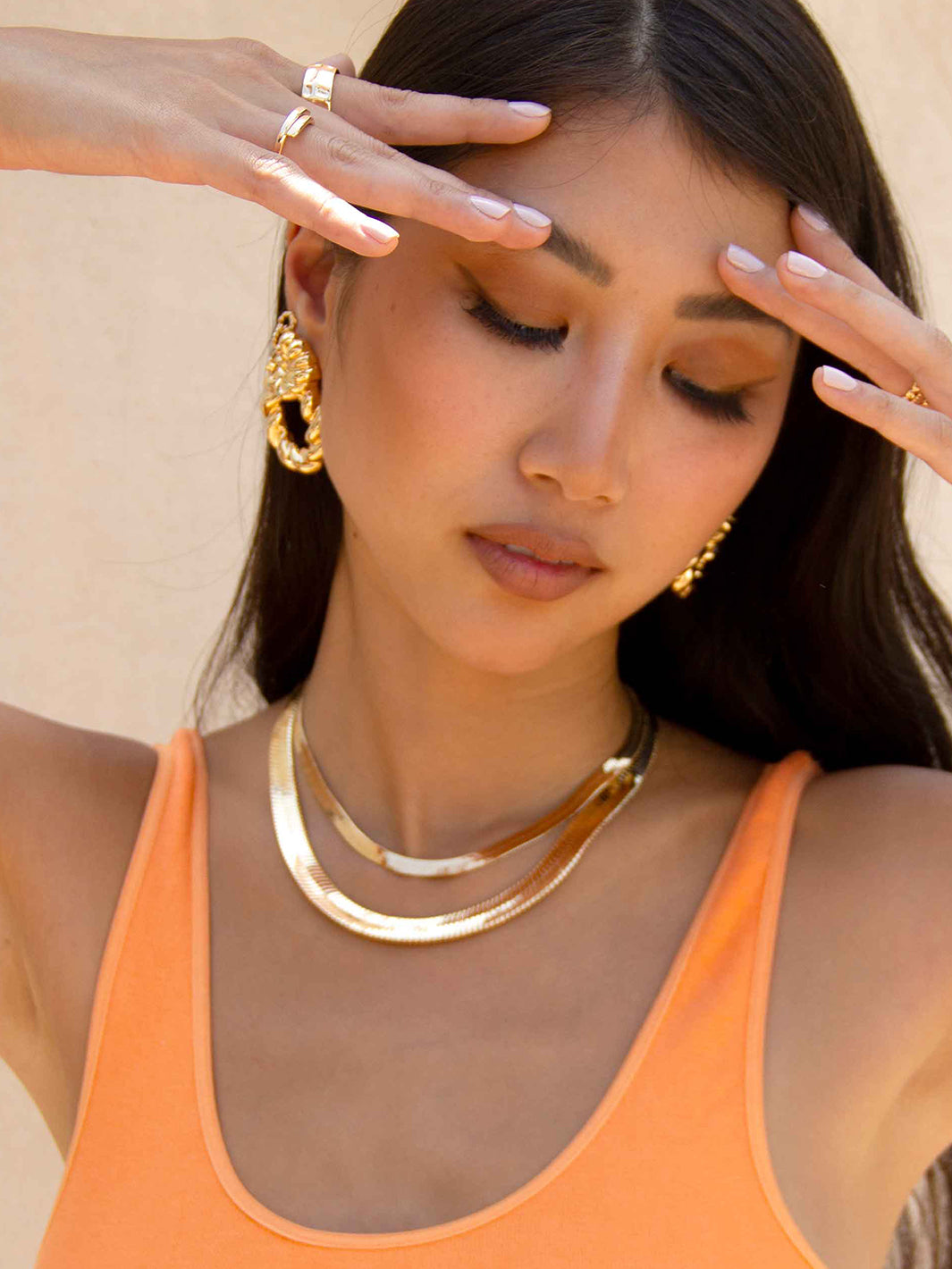 Brooklyn Flat Herringbone Chain Necklace - 18k Gold Plated | Ettika