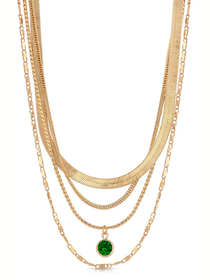 All the Chains Layered Necklace - Clear Crystal with 18k Gold Plating | Ettika
