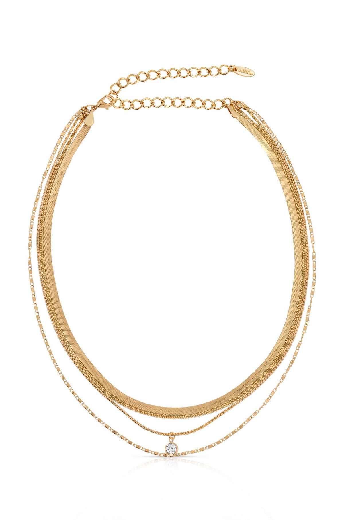All the Chains Layered Necklace - Clear Crystal with 18k Gold Plating | Ettika
