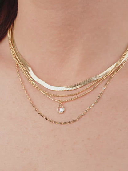 All the Chains Layered Necklace - Clear Crystal with 18k Gold Plating | Ettika