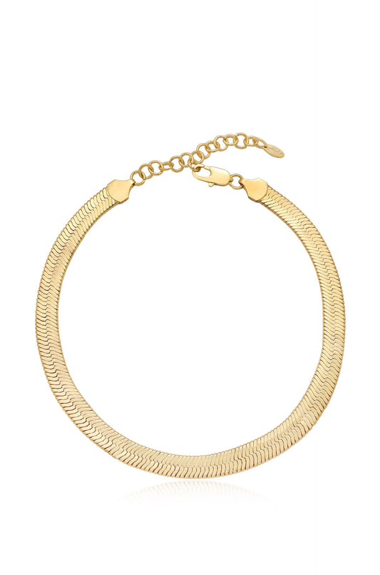 Snake Smooth Herringbone Chain Necklace - 18k Gold Plated | Ettika