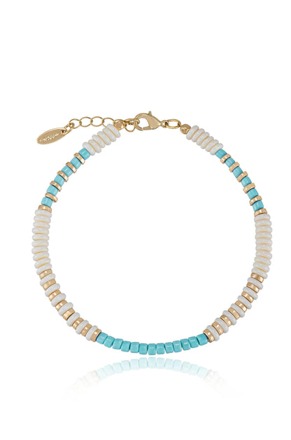 Ocean Tide Anklet - Turquoise with 18k Gold Plating | Ettika