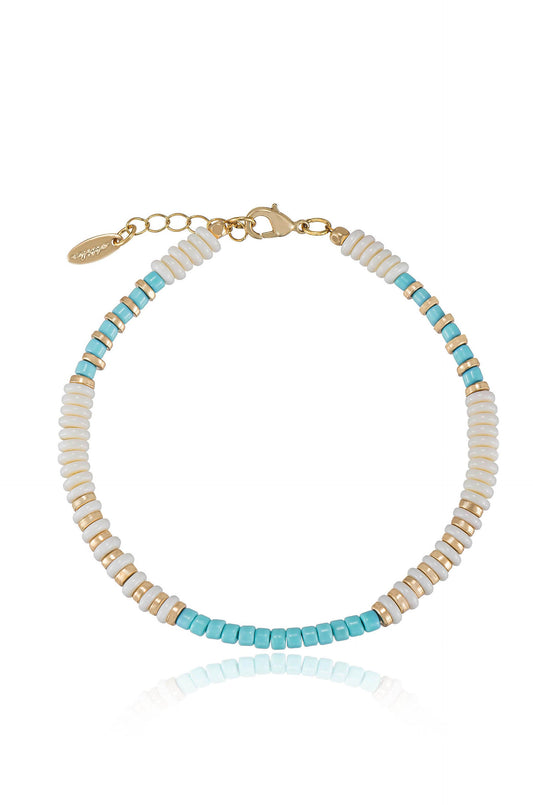 Ocean Tide Anklet - Turquoise with 18k Gold Plating | Ettika