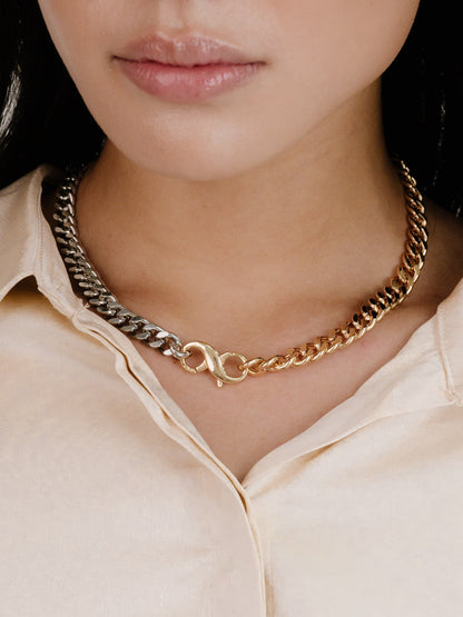 Mixed Metal Chain Link Necklace - 18k Gold Plated | Ettika