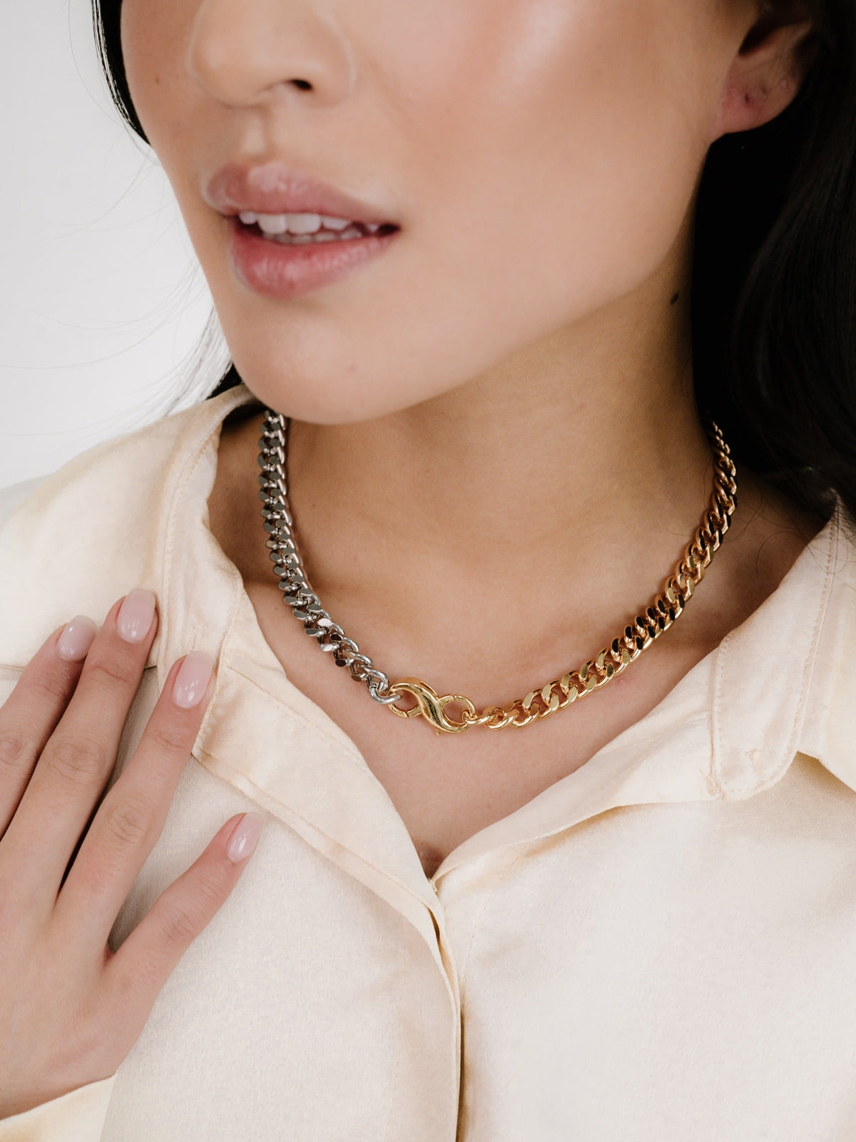 Mixed Metal Chain Link Necklace - 18k Gold Plated | Ettika