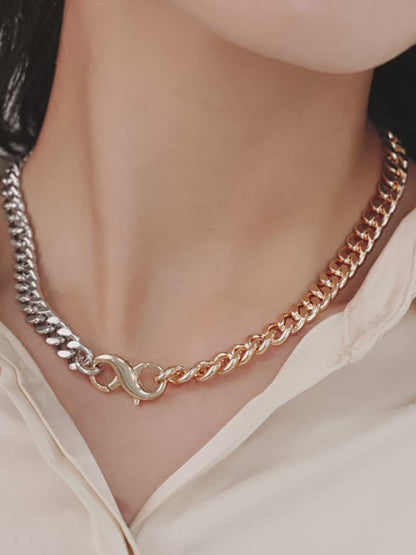 Mixed Metal Chain Link Necklace - 18k Gold Plated | Ettika