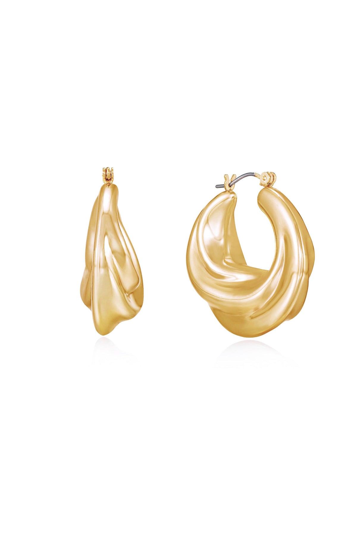 Crescent Swirl Hoop Earrings - 18k Gold Plated | Ettika