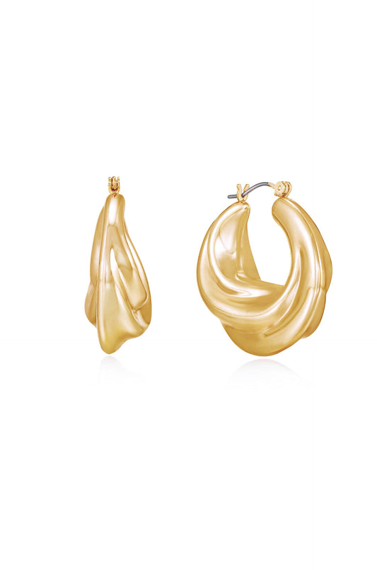 Crescent Swirl Hoop Earrings - 18k Gold Plated | Ettika