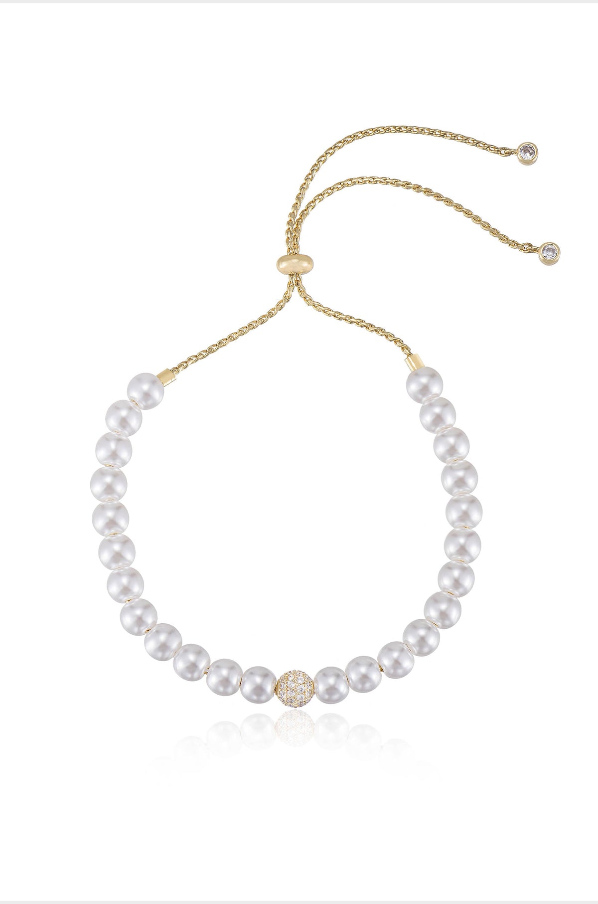 Pearl Adjustable Bracelet - Pearl with 18k Gold Plating | Ettika