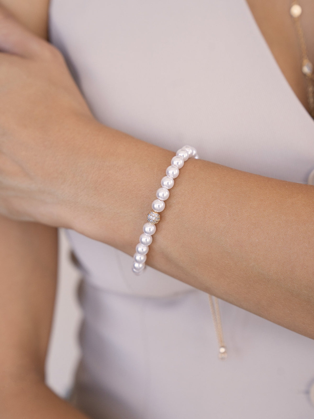 Pearl Adjustable Bracelet - Pearl with 18k Gold Plating | Ettika