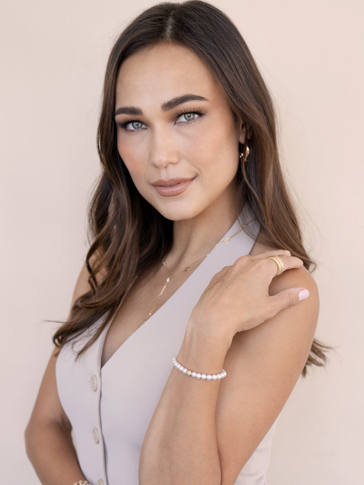 Pearl Adjustable Bracelet - Pearl with 18k Gold Plating | Ettika