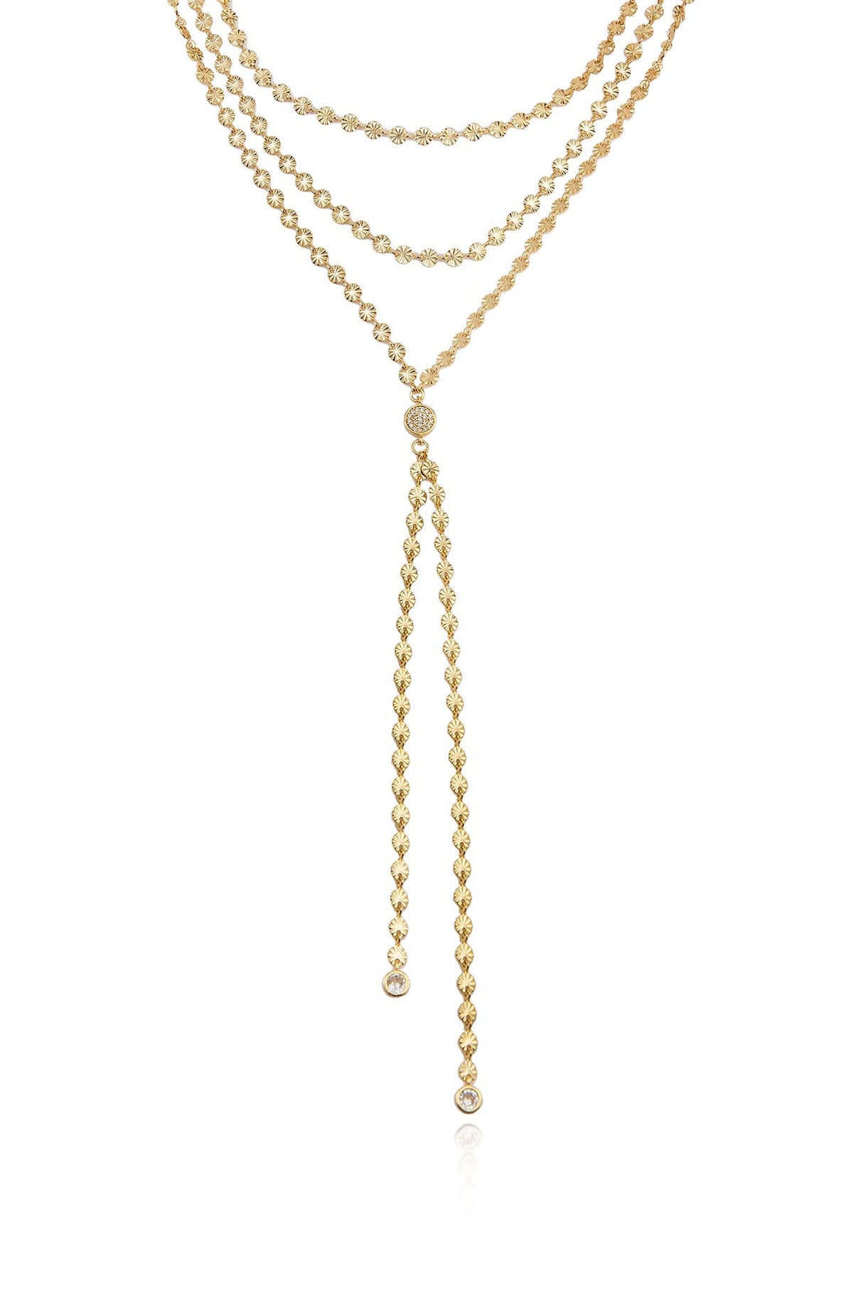 Royal Layered Chain Lariat Necklace - Clear Crystals | Ettika