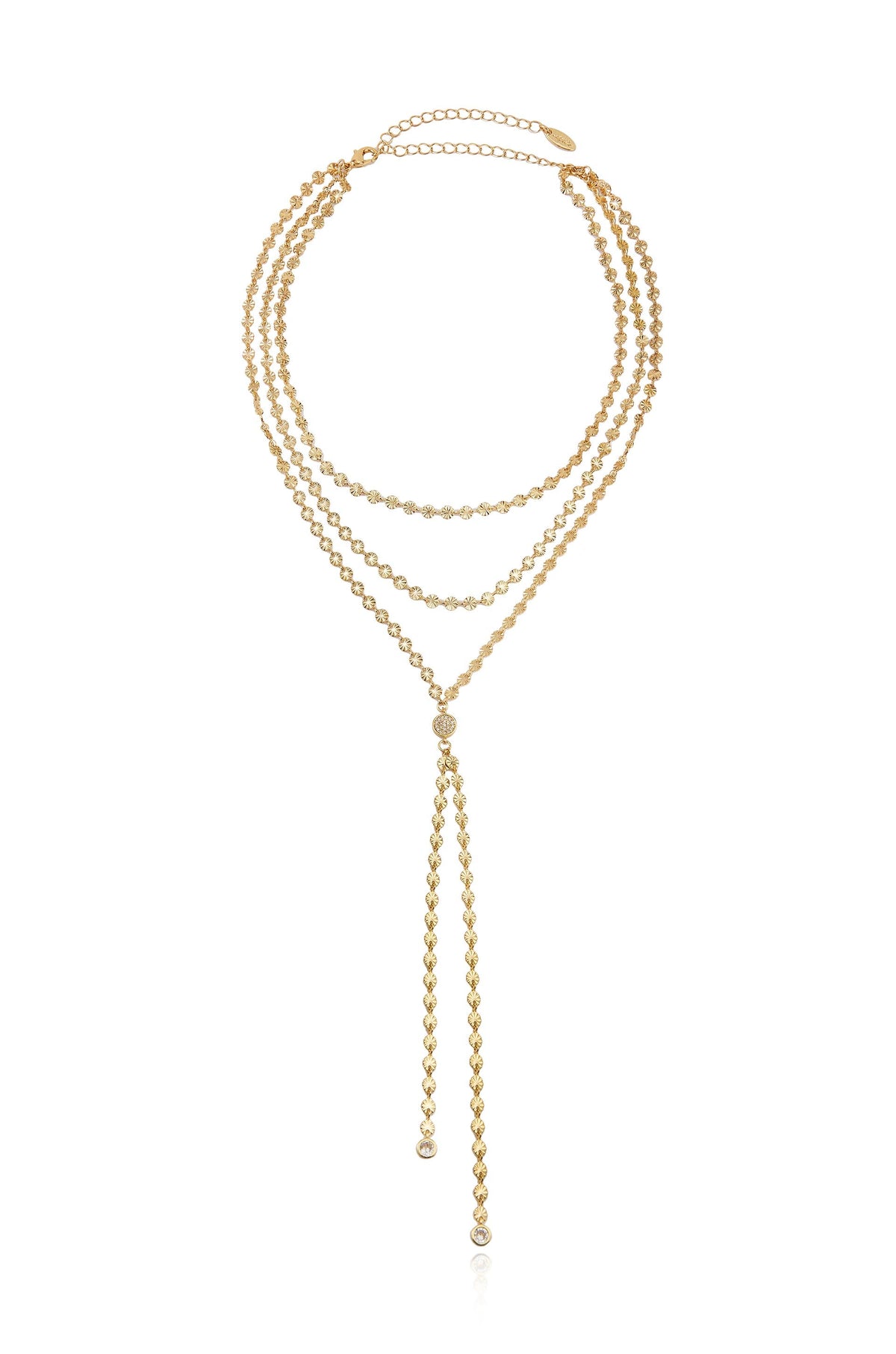 Royal Layered Chain Lariat Necklace - Clear Crystals | Ettika