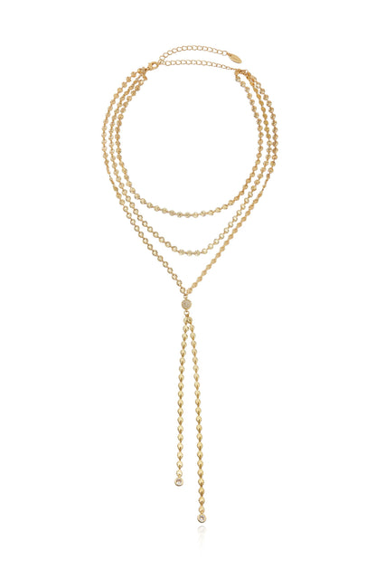 Royal Layered Chain Lariat Necklace - Clear Crystals | Ettika