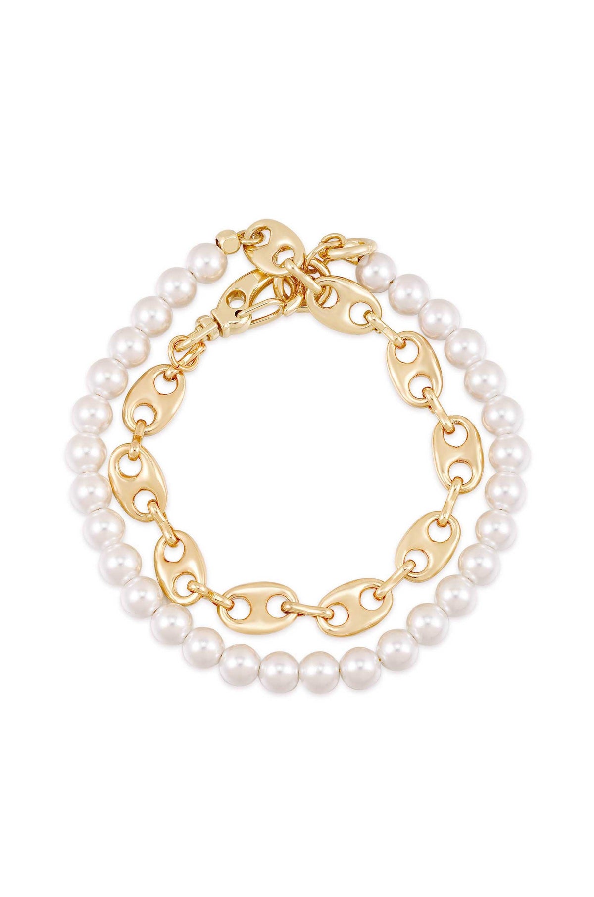 Pearl and Chain Wrap Bracelet - Pearl with 18k Gold Plating | Ettika