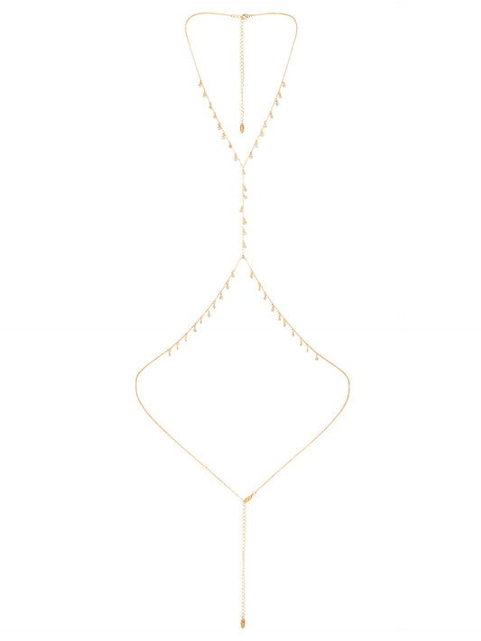 Crystal Fringe Body Chain - Clear Crystals | Ettika