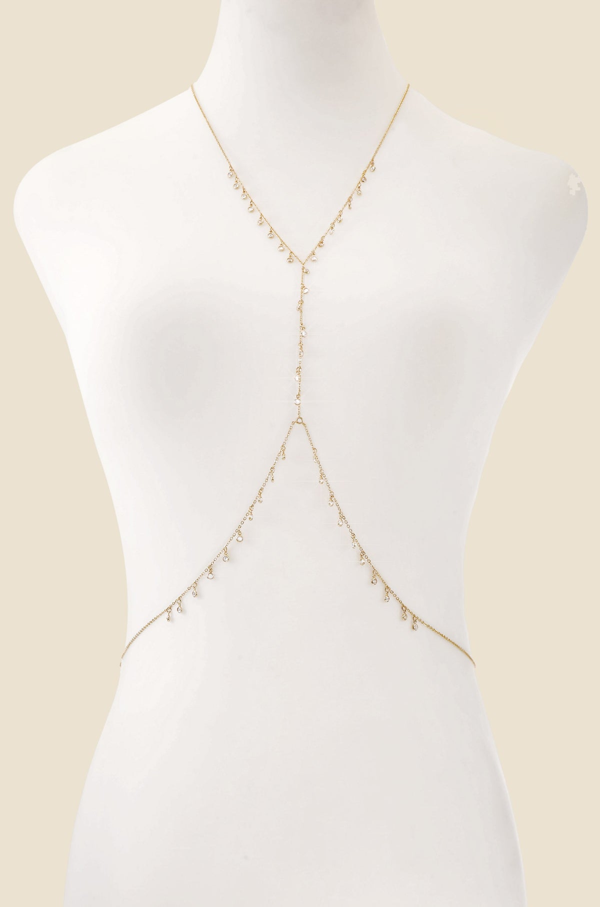 Crystal Fringe Body Chain - Clear Crystals | Ettika