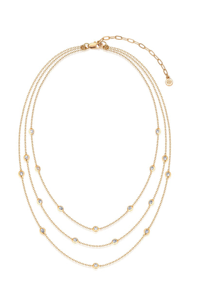 Crystal Dot Layered Necklace - Clear Crystal with 18k Gold Plating | Ettika