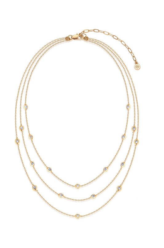 Crystal Dot Layered Necklace - Clear Crystal with 18k Gold Plating | Ettika