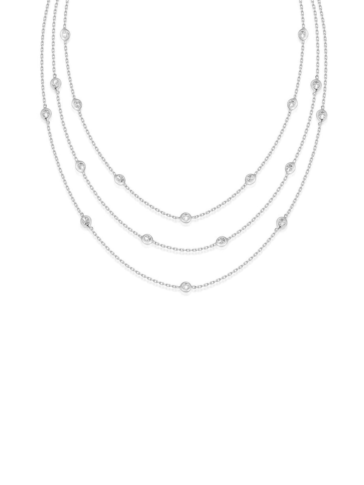 Crystal Dot Layered Necklace - Clear Crystal with 18k Gold Plating | Ettika