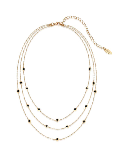 Crystal Dot Layered Necklace - Clear Crystal with 18k Gold Plating | Ettika