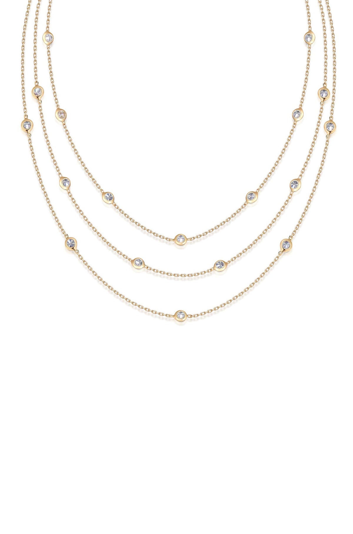 Crystal Dot Layered Necklace - Clear Crystal with 18k Gold Plating | Ettika