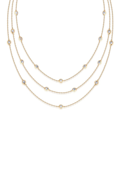 Crystal Dot Layered Necklace - Clear Crystal with 18k Gold Plating | Ettika