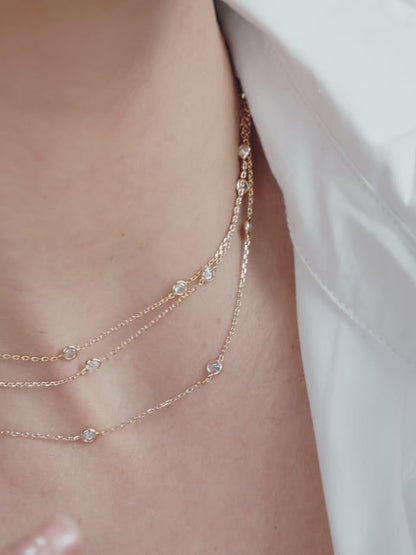 Crystal Dot Layered Necklace - Clear Crystal with 18k Gold Plating | Ettika
