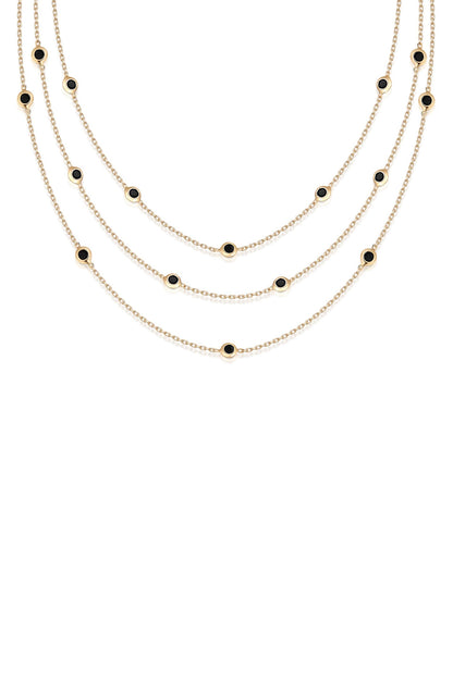 Crystal Dot Layered Necklace - Clear Crystal with 18k Gold Plating | Ettika
