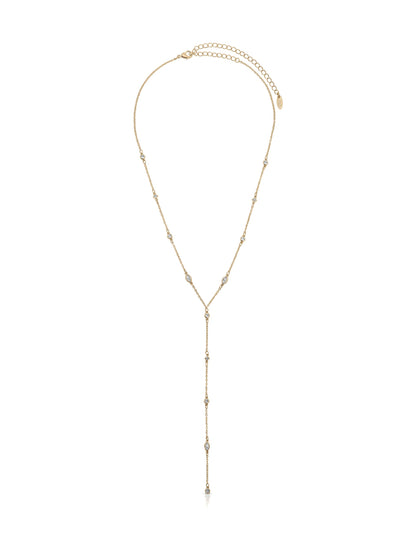 Simple Crystal Dot Lariat Necklace - Clear Crystals | Ettika