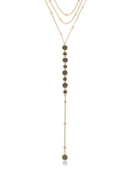 Bali Dreams Crystal Lariat Necklace - Black Crystal with 18k Gold Plating | Ettika