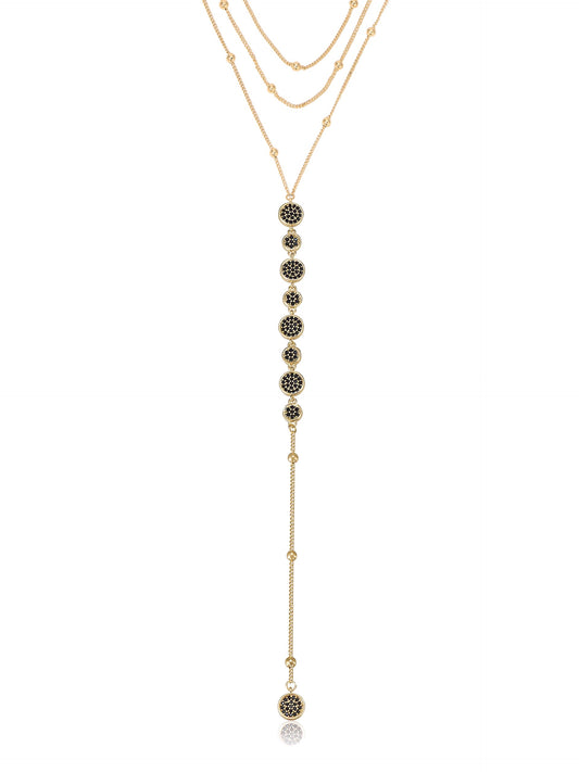 Bali Dreams Crystal Lariat Necklace - Black Crystal with 18k Gold Plating | Ettika