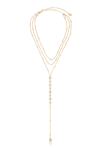 Bali Dreams Crystal Lariat Necklace - Black Crystal with 18k Gold Plating | Ettika