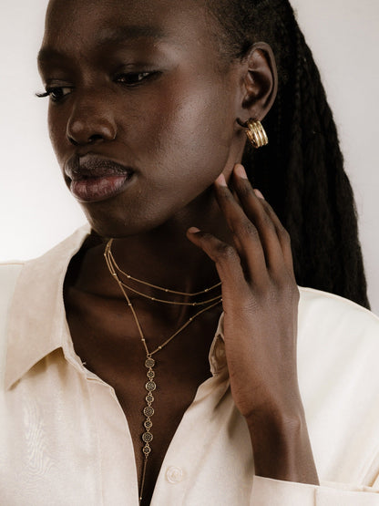 Bali Dreams Crystal Lariat Necklace - Black Crystal with 18k Gold Plating | Ettika
