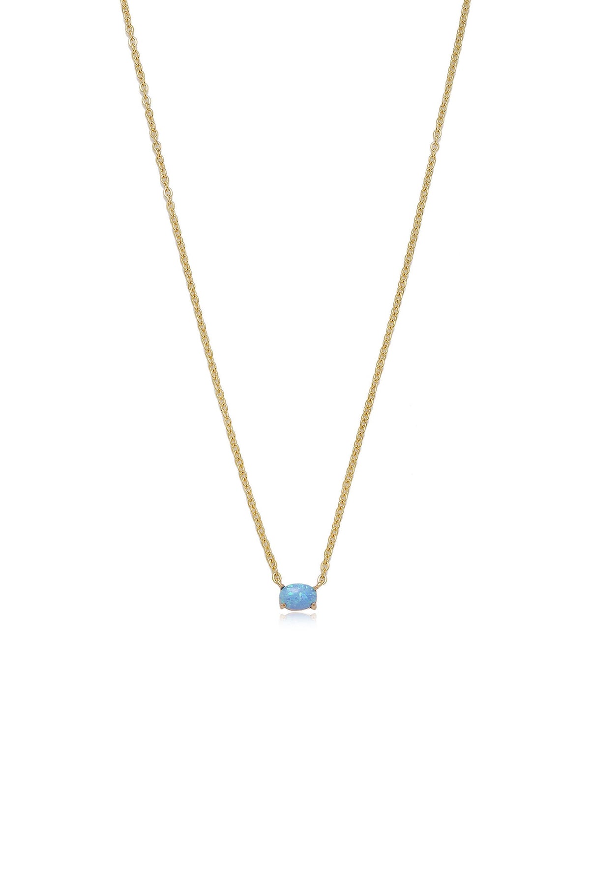 Ettika Jewelry | 18kt Gold Plated & Keepsake Kyocera Opal Necklace - Blue Opal with 18k Gold Plating | Ettika