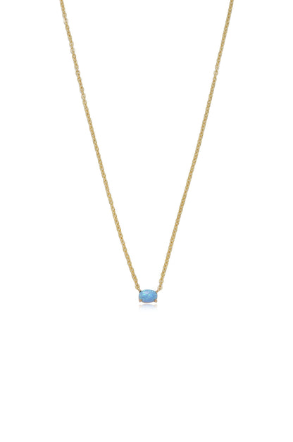 Ettika Jewelry | 18kt Gold Plated & Keepsake Kyocera Opal Necklace - Blue Opal with 18k Gold Plating | Ettika